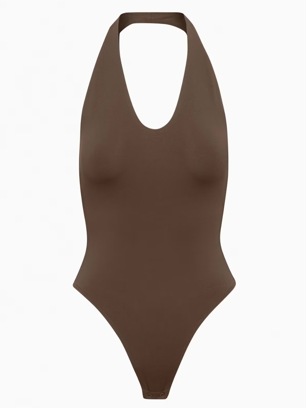 Aritzia Babaton Contour Halter Bodysuit Coffee Bean Brown Size Large